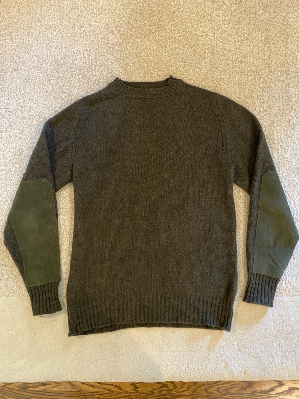 Askov finlayson elbow patch sweater 100% lambswool Scotland pullover fisherman